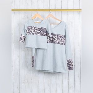 Mommy & Me Matching Leopard Long Sleeve V-Neck